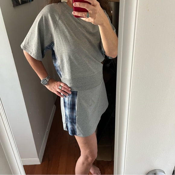 Sundays Becca skort Sienna s/s sweatshirt set grey blue Plaid trim size Medium - Picture 7 of 16